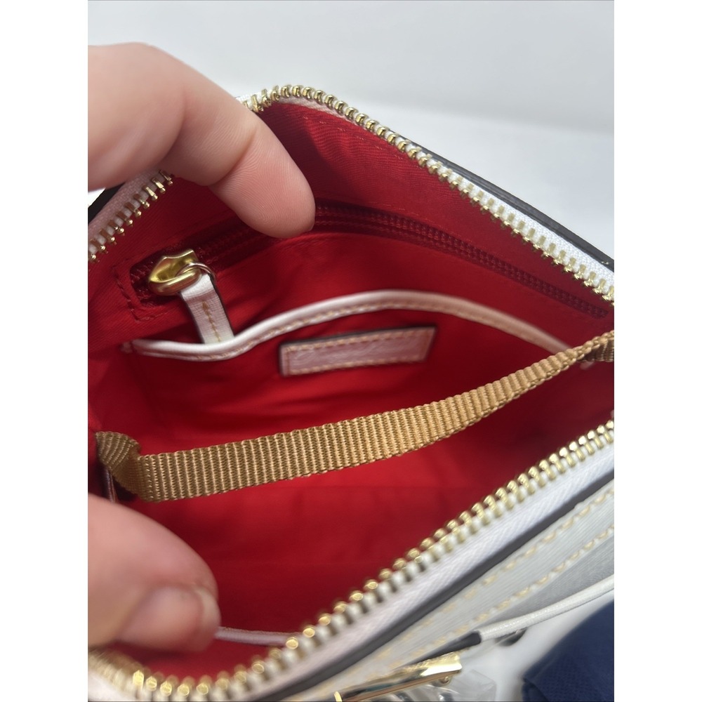 NWT Dooney & Bourke Saffiano Mini Domed Crossbody Off White Gold Hardware - Picture 8 of 11